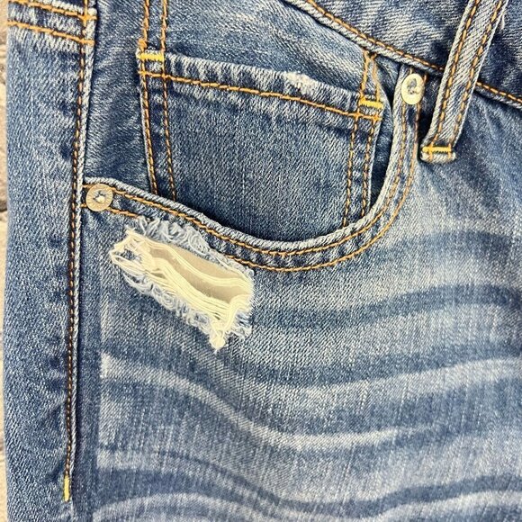 American Eagle Shadow Patched Tomgirl Distressed Button fly Jeans Size 8 - Picture 4 of 10